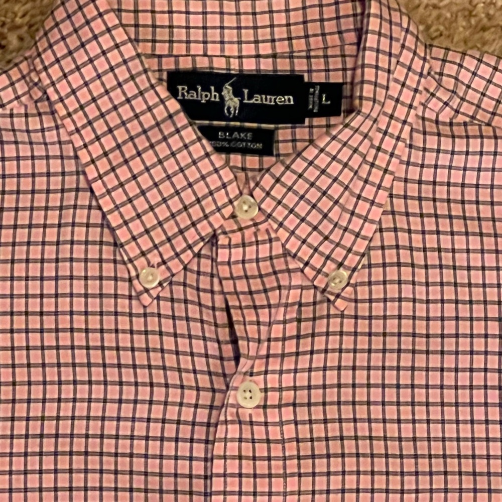 Polo button down long sleeve shirt. Size Large